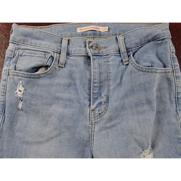 Levi’s 720 High Rise Super Skinny Jeans Women’s 25 Blue Stretch Denim - Picture 7 of 16